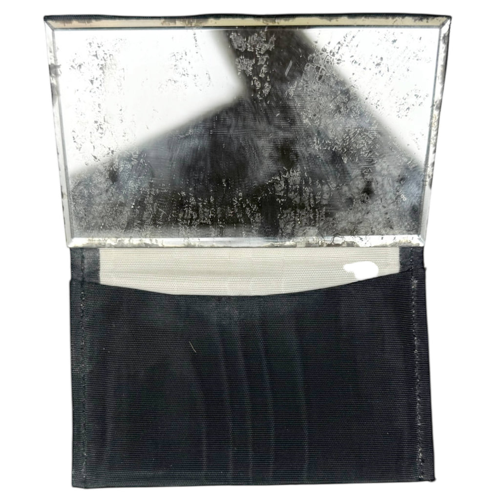 1920s French Art Deco Clutch Purse Leather & Suede w Bakelite Cornered Chrome Frame