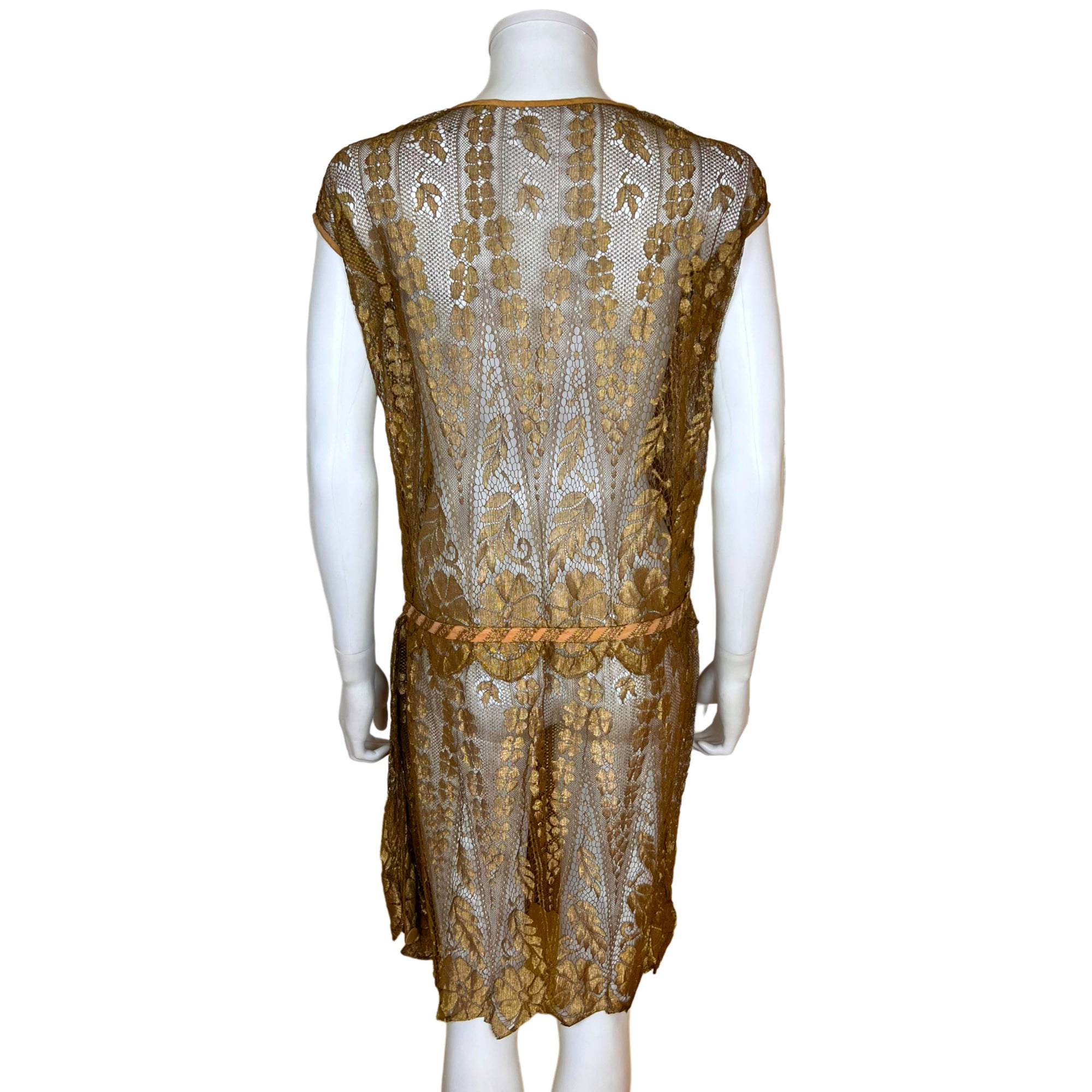 Reserved Vintage 1920s Flapper Dress Gold Metallic Lace Size M Poppy's Vintage Clothing Reserved Vintage 1920s Flapper Dress Gold Metallic Lace Size M Poppy's Vintage Clothing