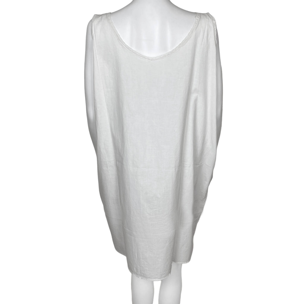 1920s Antique White Cotton Nightgown Nightie Size L XL