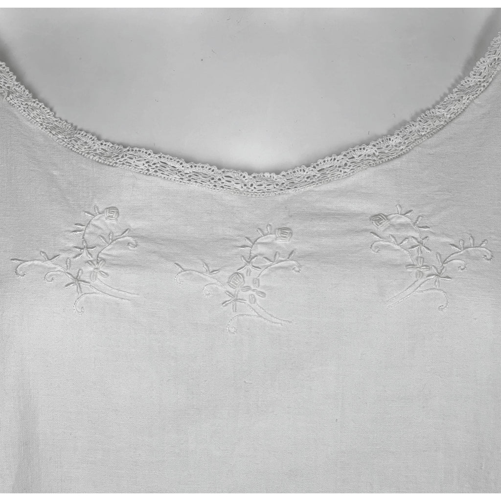 1920s Antique White Cotton Nightgown Nightie Size L XL