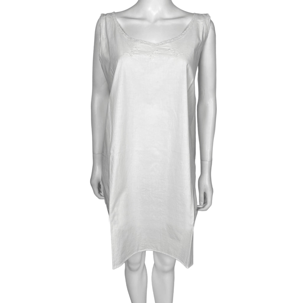 1920s Antique White Cotton Nightgown Nightie Size L XL