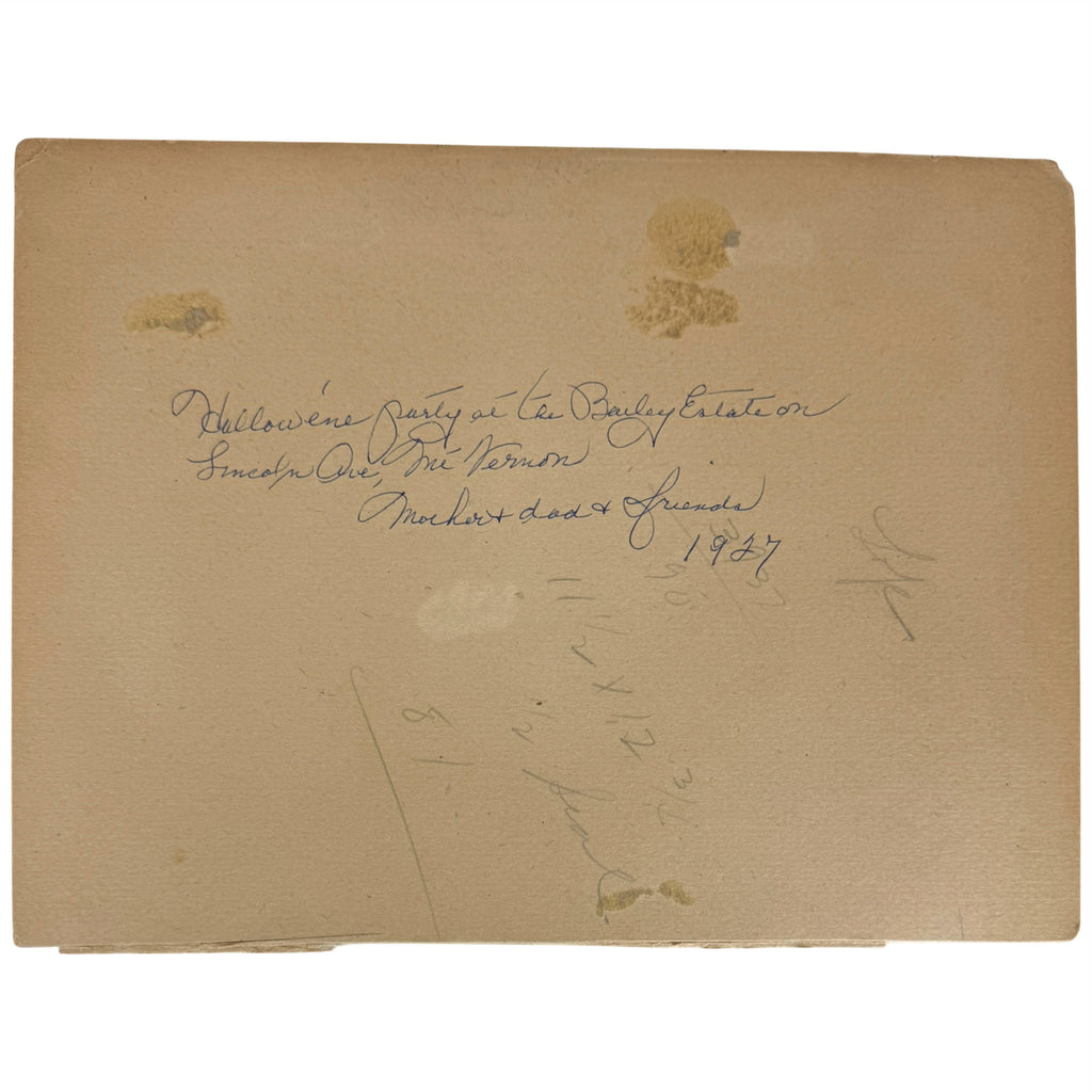 Handwritten 1927 Halloween Party at Bailey Estate Mount Vernon inscription on reverse