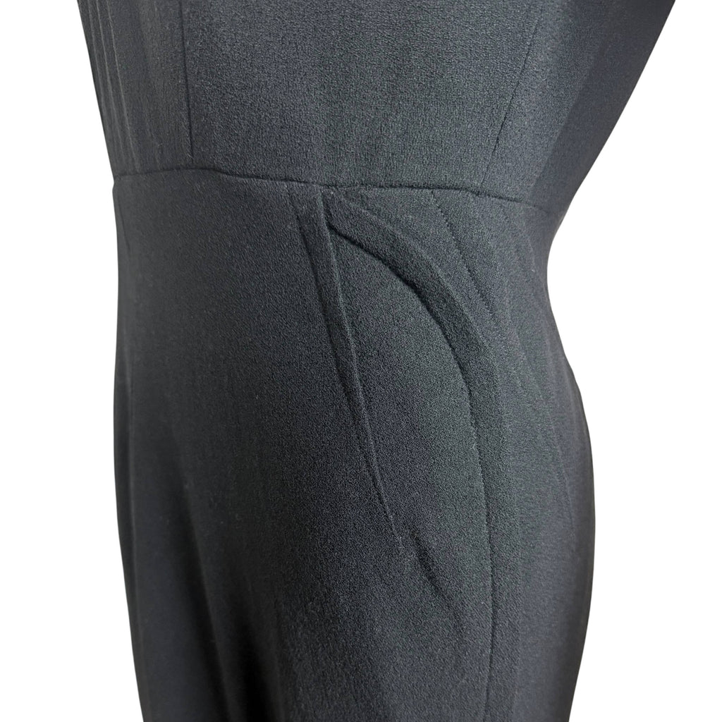 Vintage 1930s Day Dress Black Wool Crepe Size M