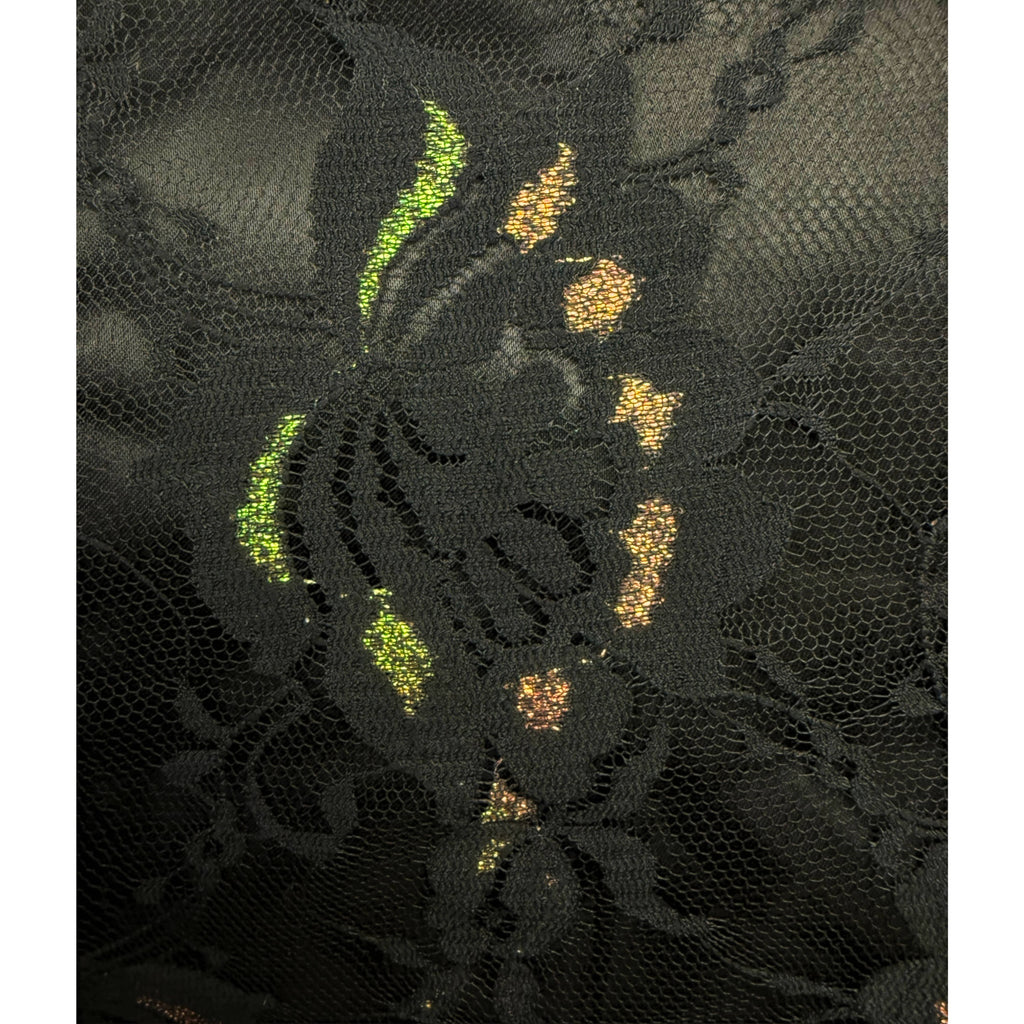 Vintage 1930s Style Evening Gown Black Chantilly Lace Size M