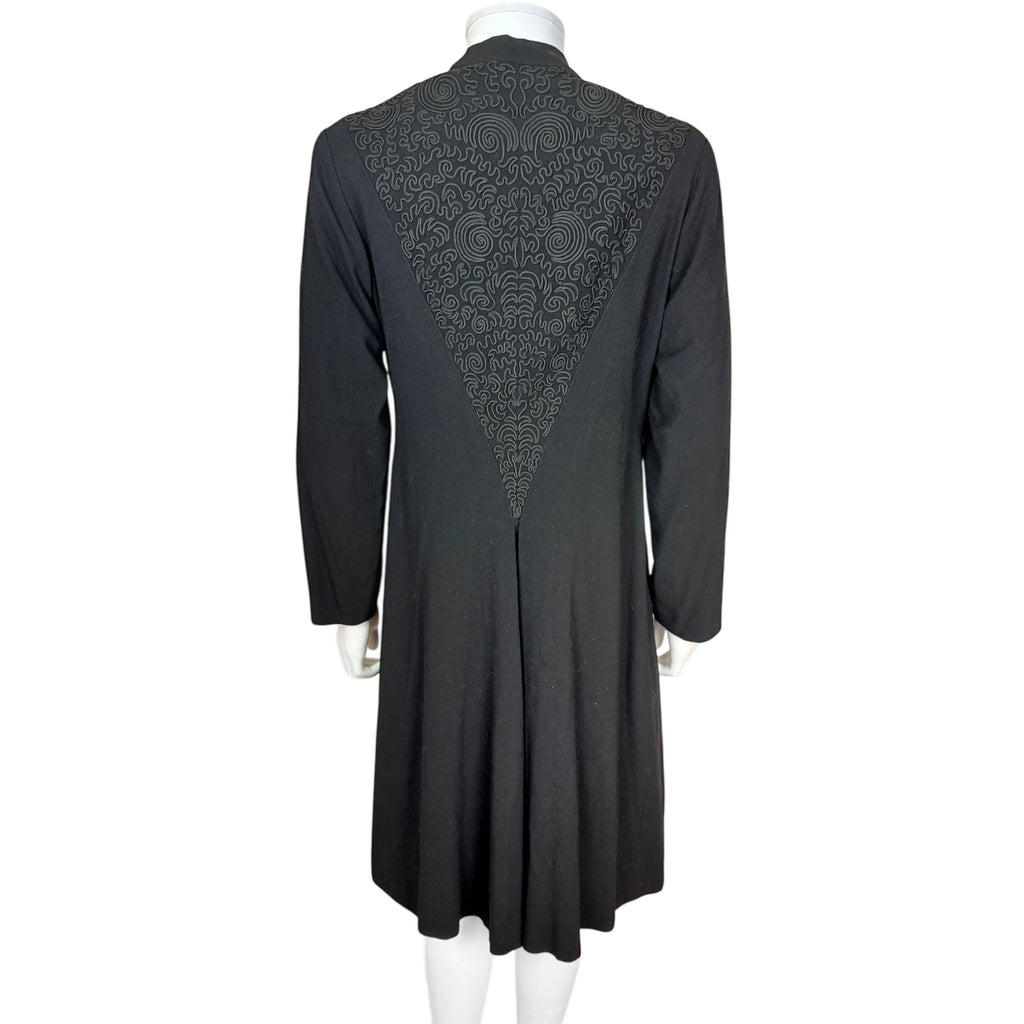 Vintage 1930s Black Dress Coat with Soutache Size M