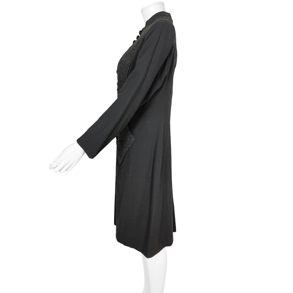 Vintage 1930s Black Dress Coat with Soutache Size M