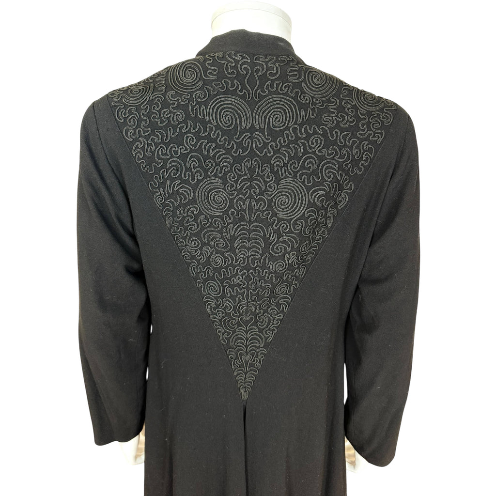 Vintage 1930s Black Dress Coat with Soutache Size M