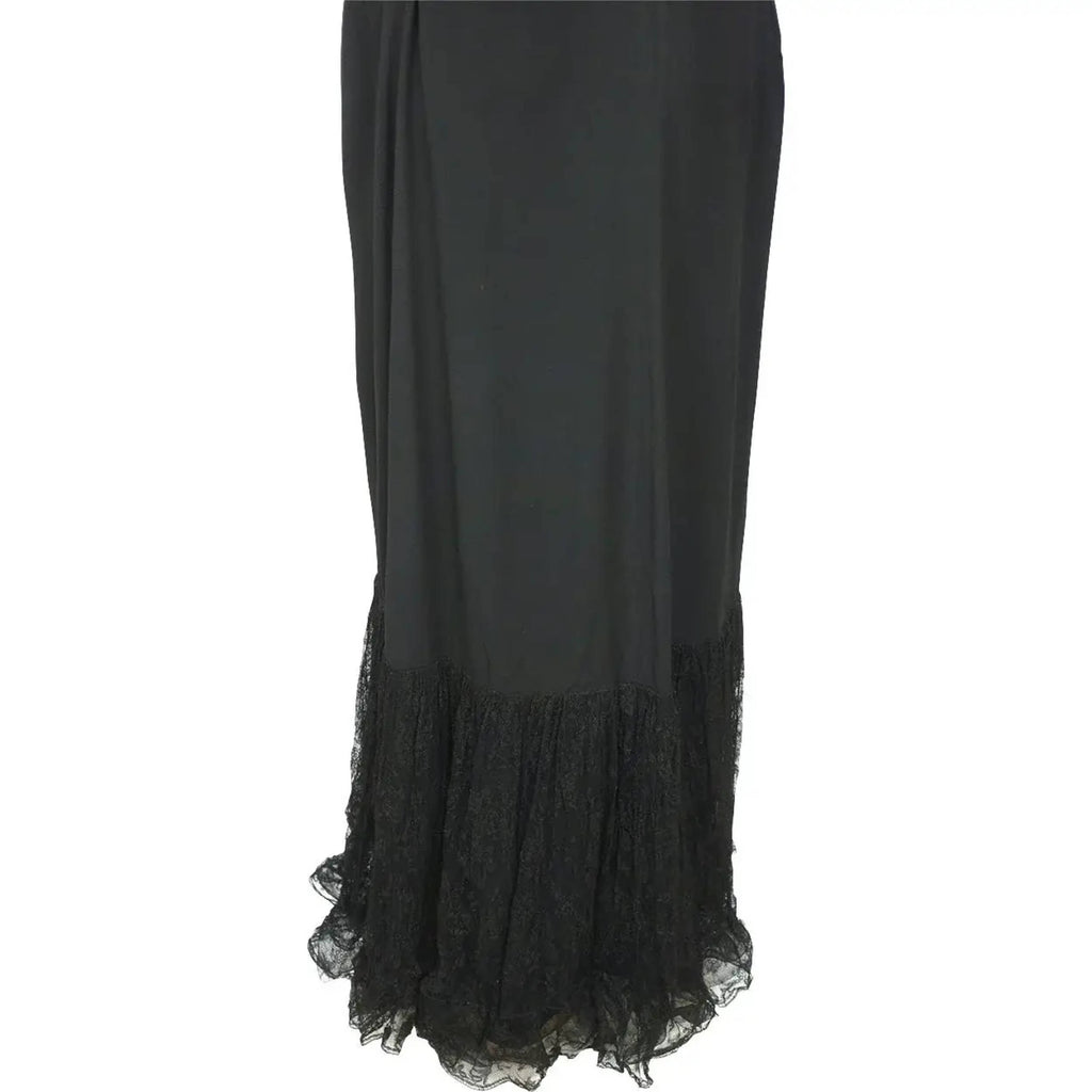 Vintage 1930s Evening Gown Black Crepe Dress Size M L