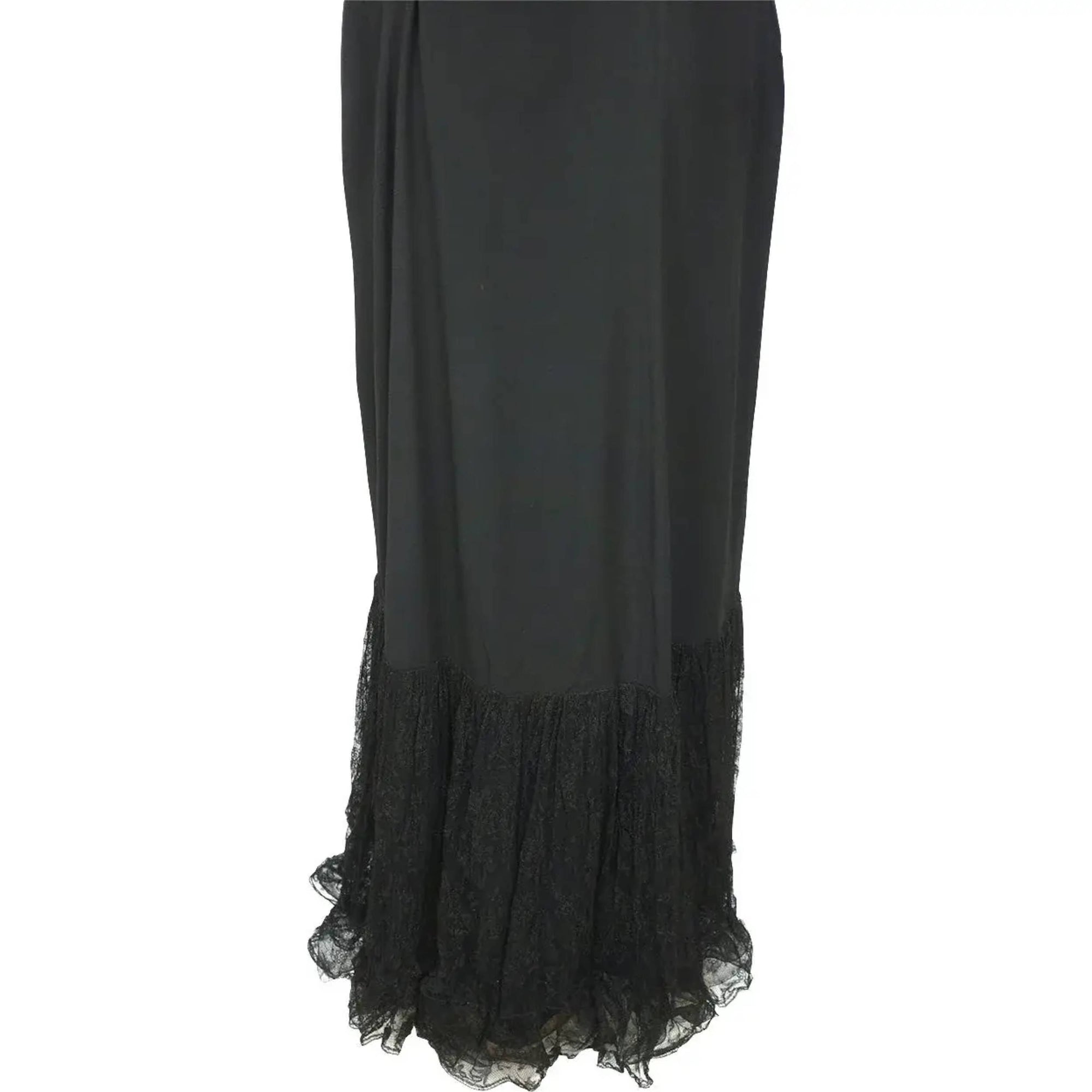 Vintage 1930s Evening Gown Black Crepe Dress Size M L