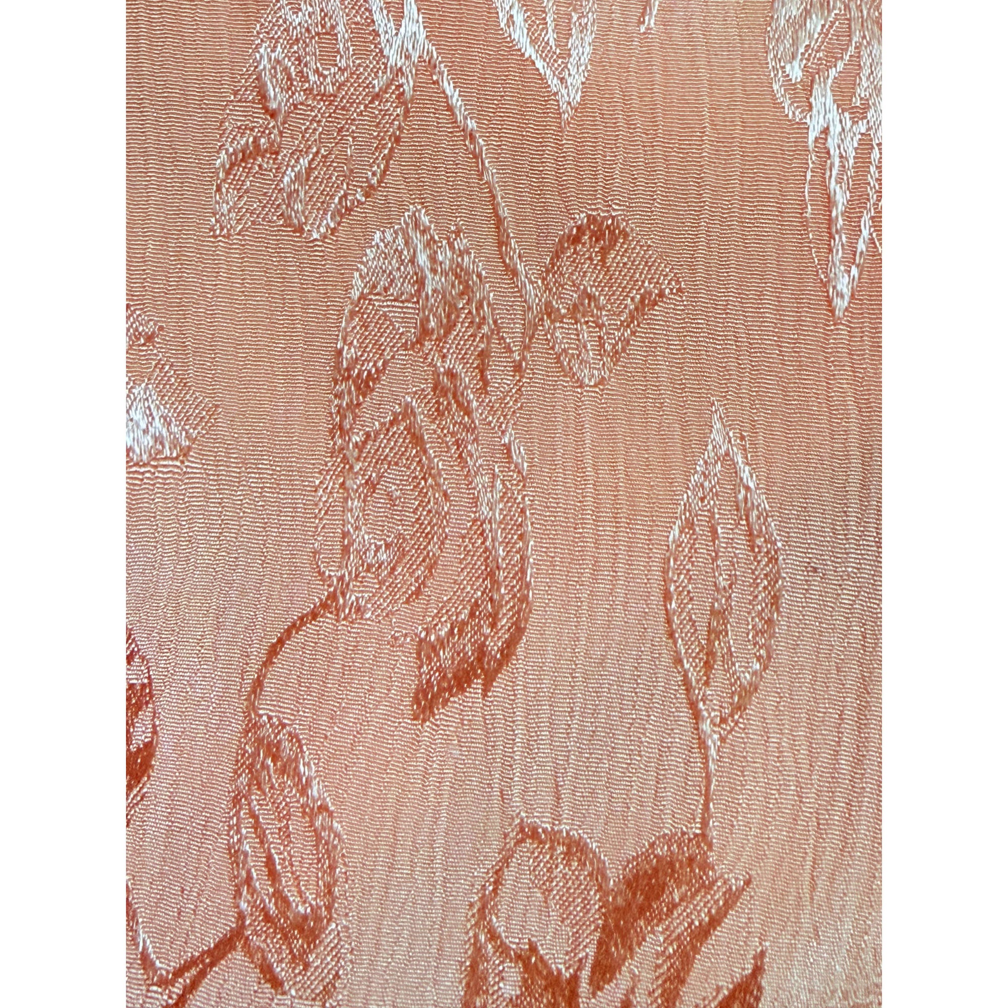 Vintage 1930s Negligee Peach Rayon Jacquard with Lace & Net Bust, Art Deco Lingerie