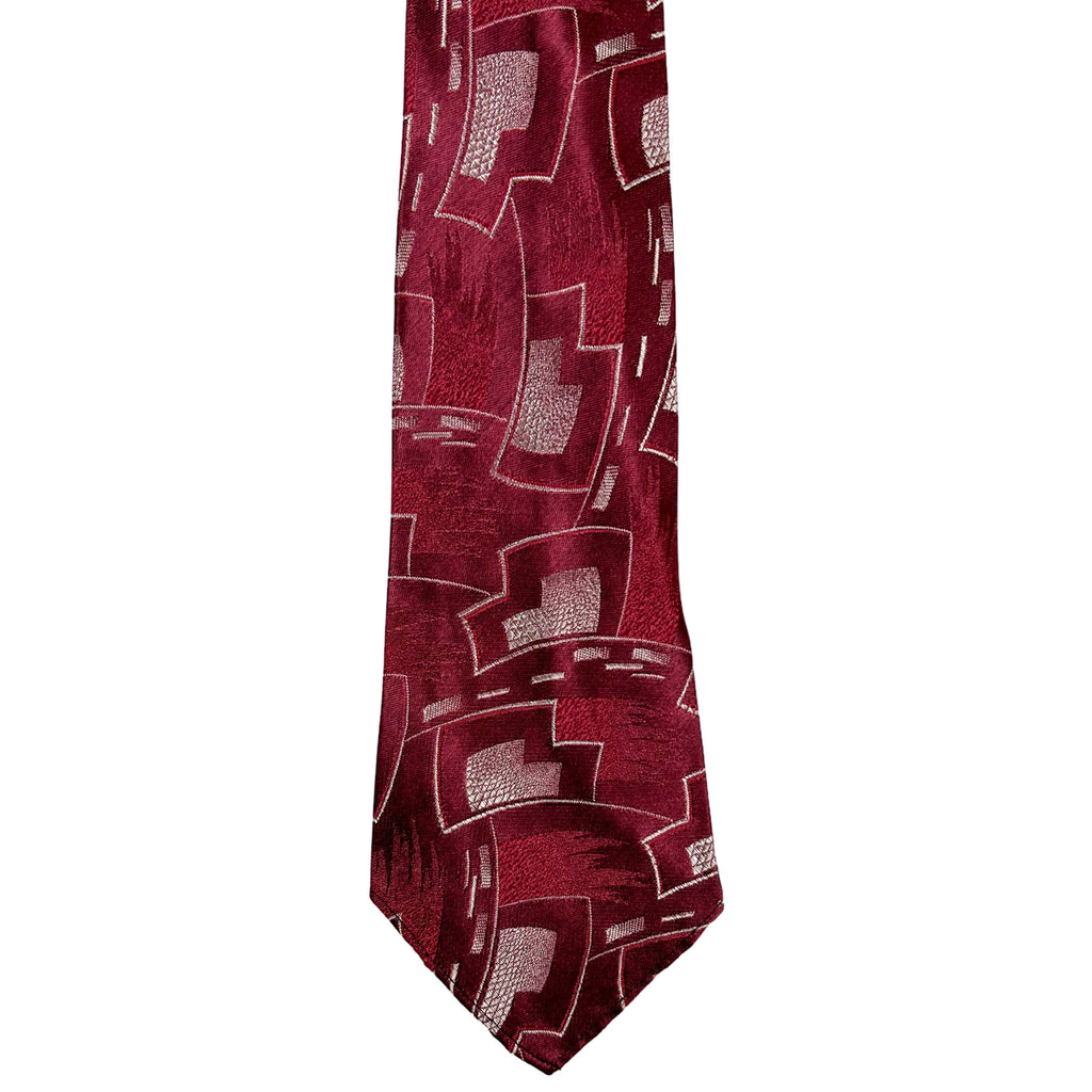 Art Deco 1930s Tie Red &amp; Silver Necktie Super Craft