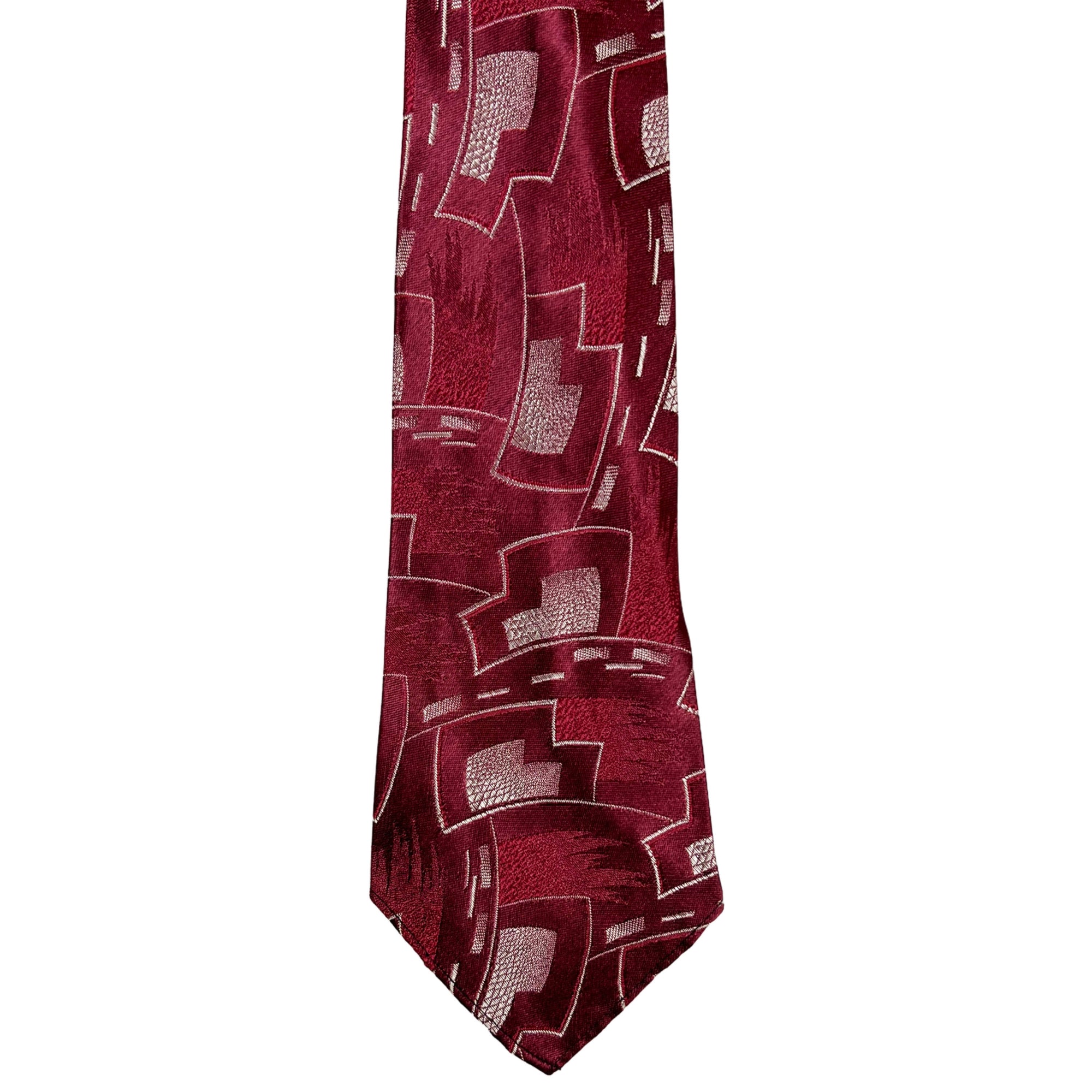 Art Deco 1930s Tie Red &amp; Silver Necktie Super Craft