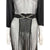 Vintage 1930s Evening Dress Black Silk Chiffon w Chain Belt