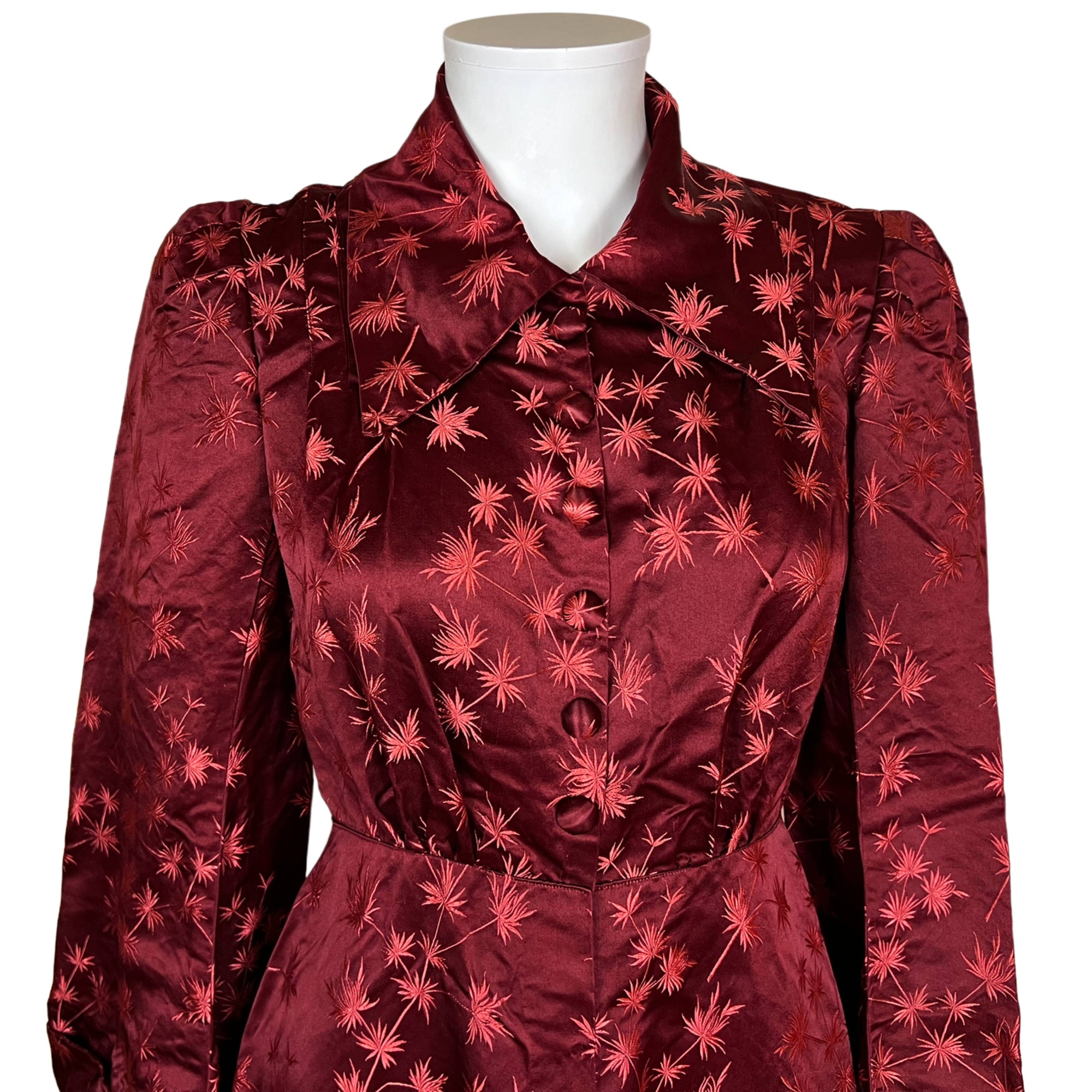 Vintage 1930s Dressing Gown Maroon Silk Robe Ladies Size M