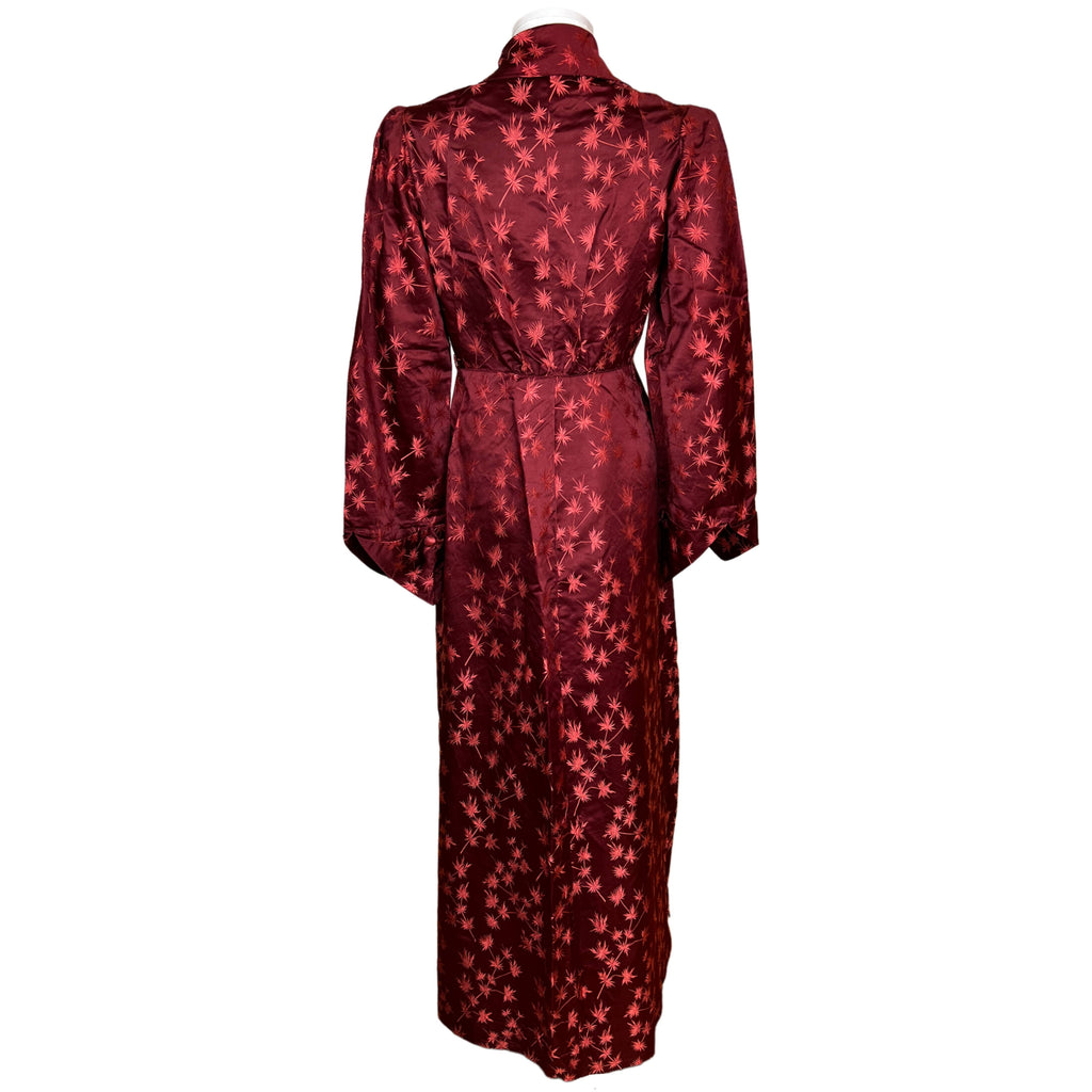 Vintage 1930s Dressing Gown Maroon Silk Robe Ladies Size M
