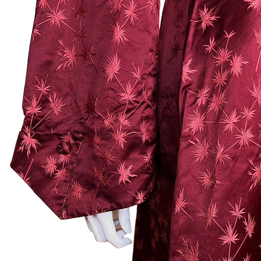 Vintage 1930s Dressing Gown Maroon Silk Robe Ladies Size M