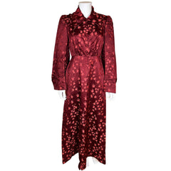 Vintage 1930s Dressing Gown Maroon Silk Robe Ladies Size M