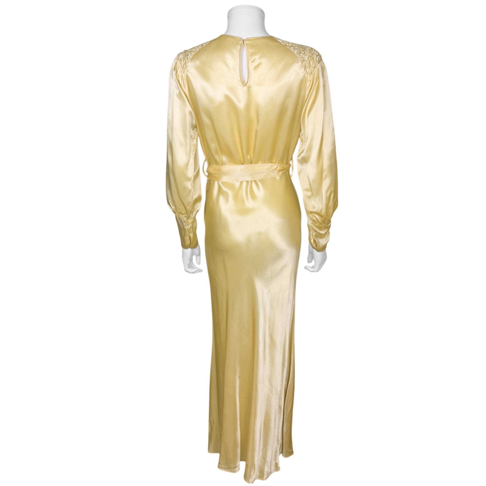 Vintage 1930s Bias Cut Evening Gown Yellow Silk Satin Old Hollywood Dr –  Poppy's Vintage Clothing