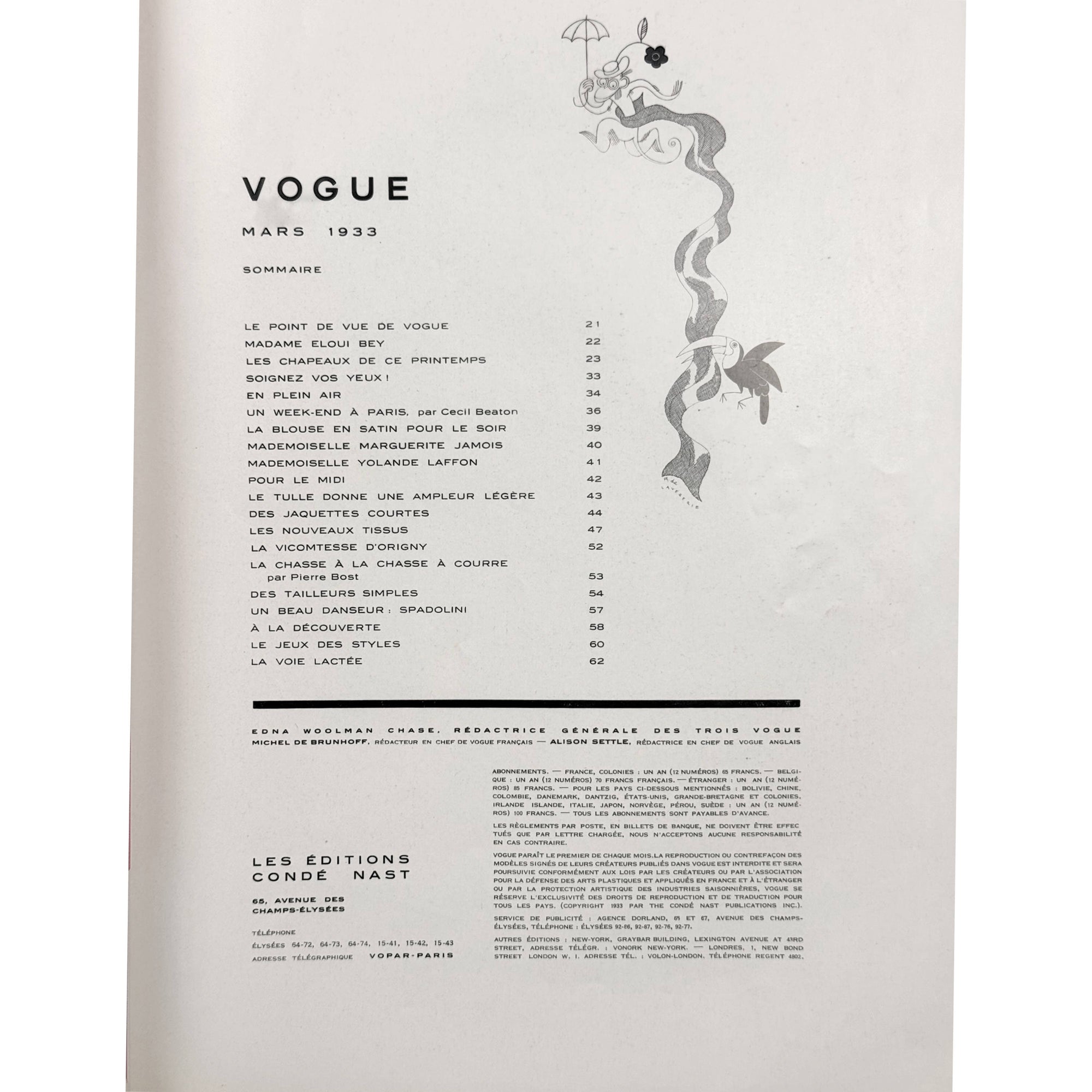 Vintage 1933 Vogue France Magazine March Spring Fashions Issue Eduardo Garcia Benito Cover