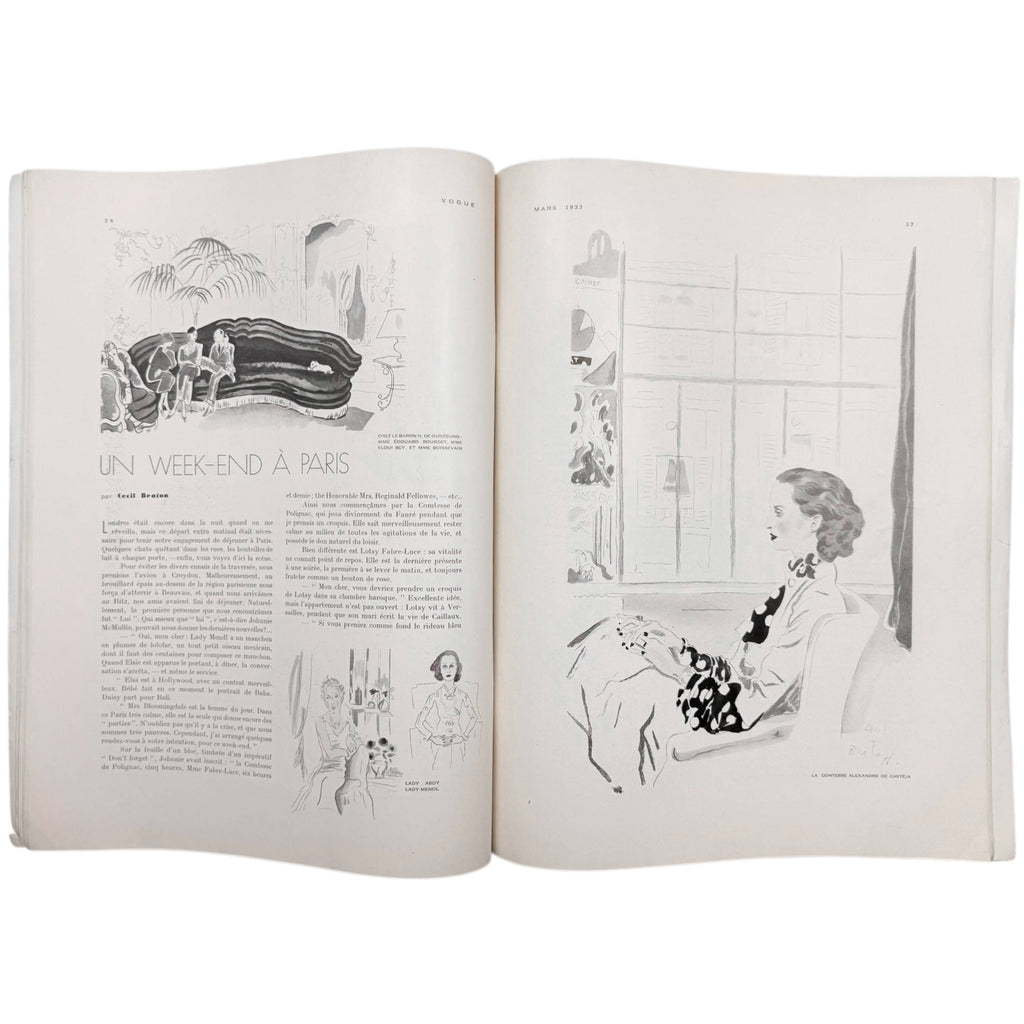 Vintage 1933 Vogue France Magazine March Spring Fashions Issue Eduardo Garcia Benito Cover