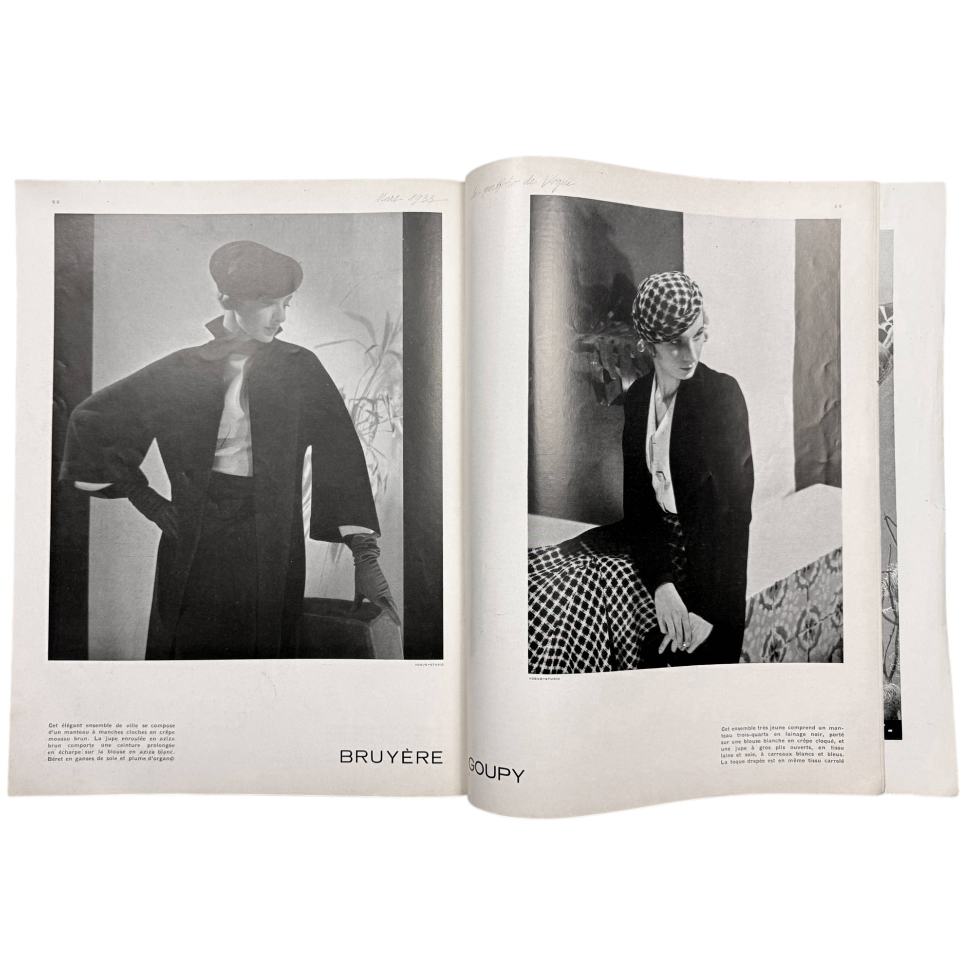 Vintage 1933 Vogue France Magazine March Spring Fashions Issue Eduardo Garcia Benito Cover