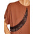 Vintage 1940s Dress Beaded Brown Rayon Crepe Size L