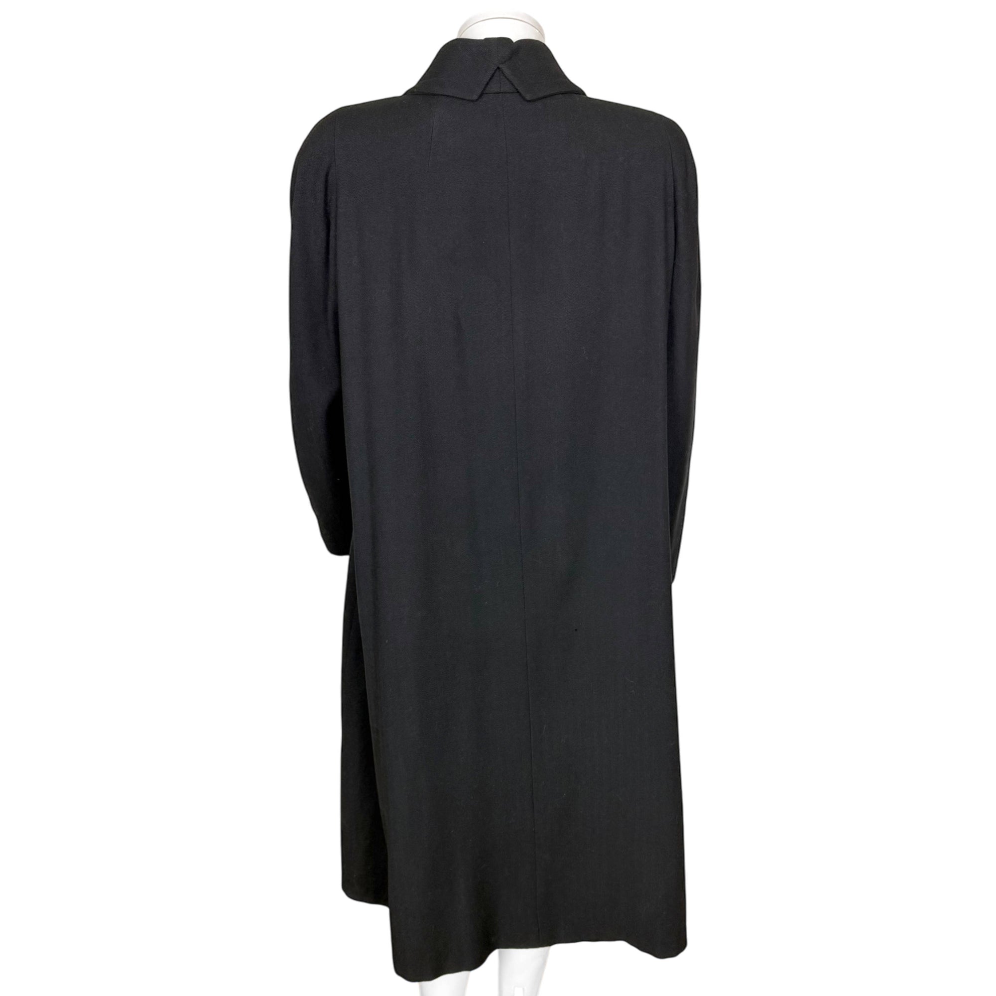Vintage 1940s Swing Coat Black Wool Ladies Size L