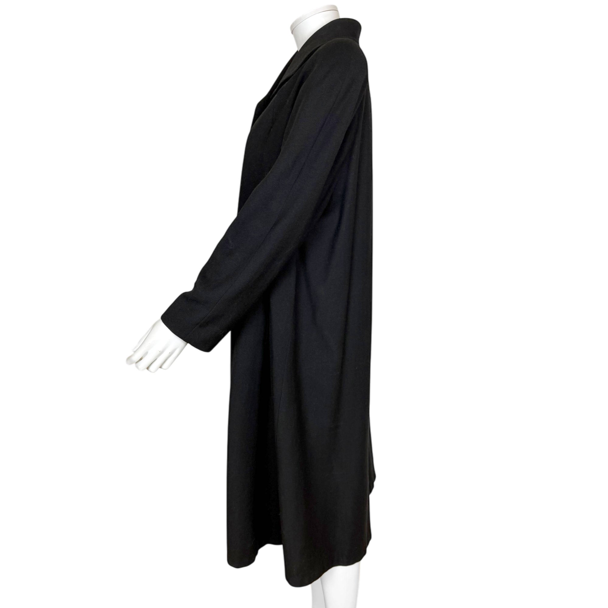 Vintage 1940s Swing Coat Black Wool Ladies Size L