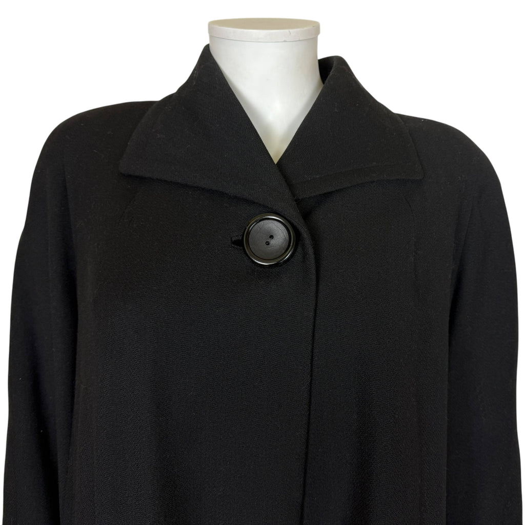 Vintage 1940s Swing Coat Black Wool Ladies Size L