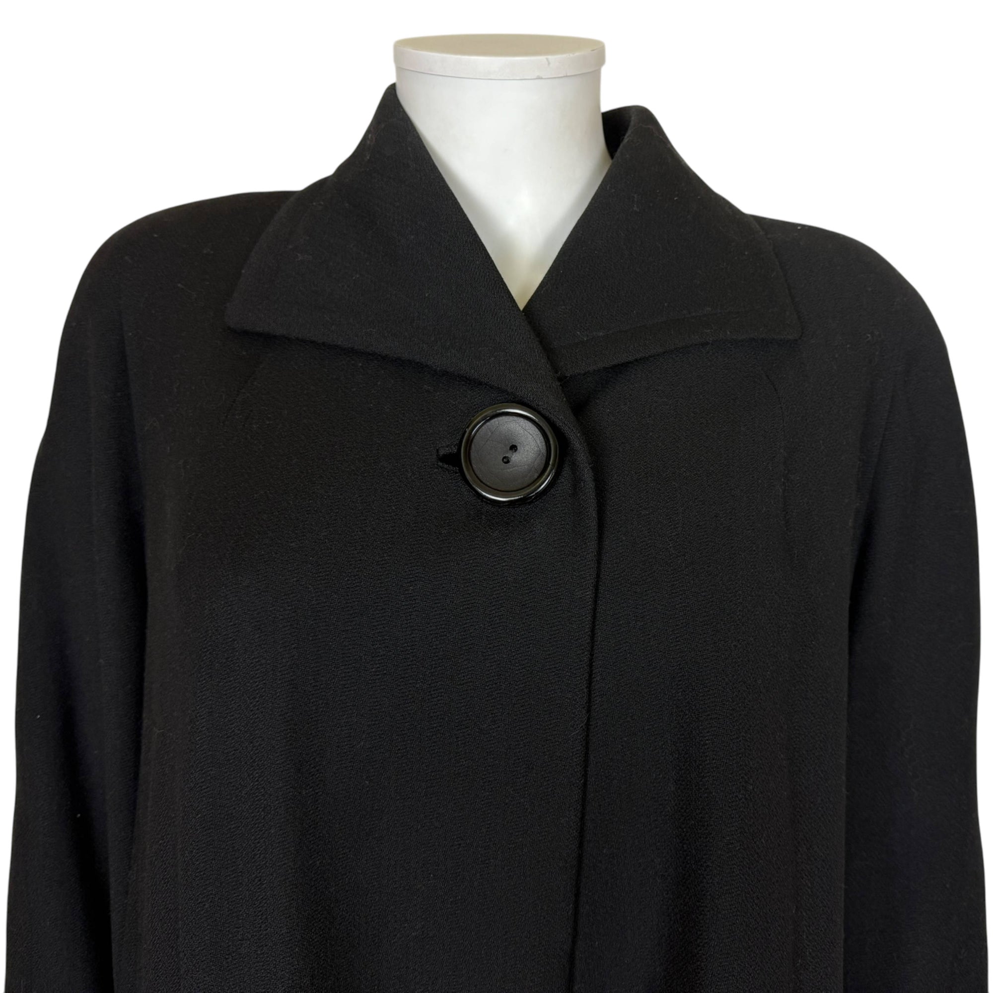 Vintage 1940s Swing Coat Black Wool Ladies Size L