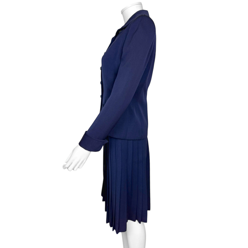 Vintage 1940s Skirt Suit Blue Wool Gabardine Size Medium 28”