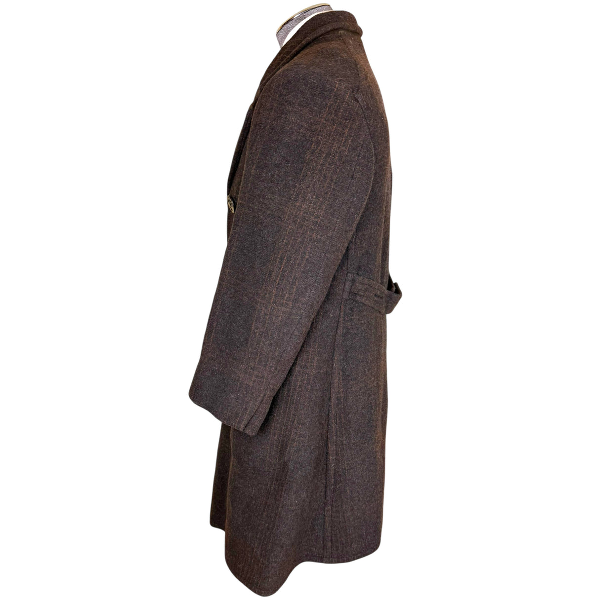 side view of 1930s men's wool car coat