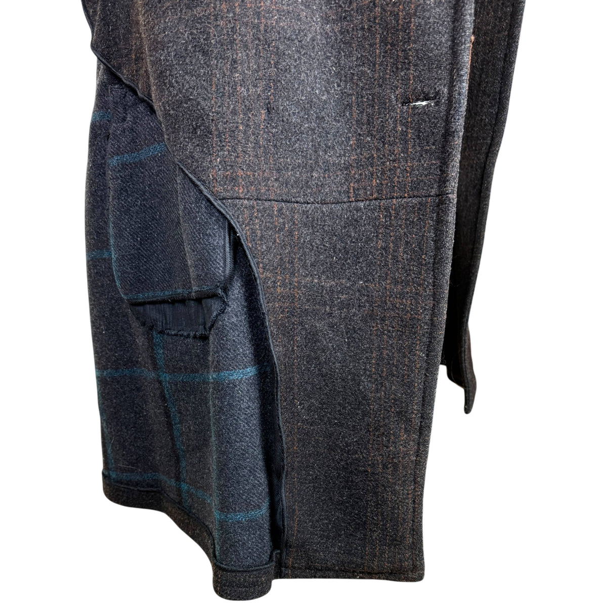 detail close up of interior of 30s men's overcoat