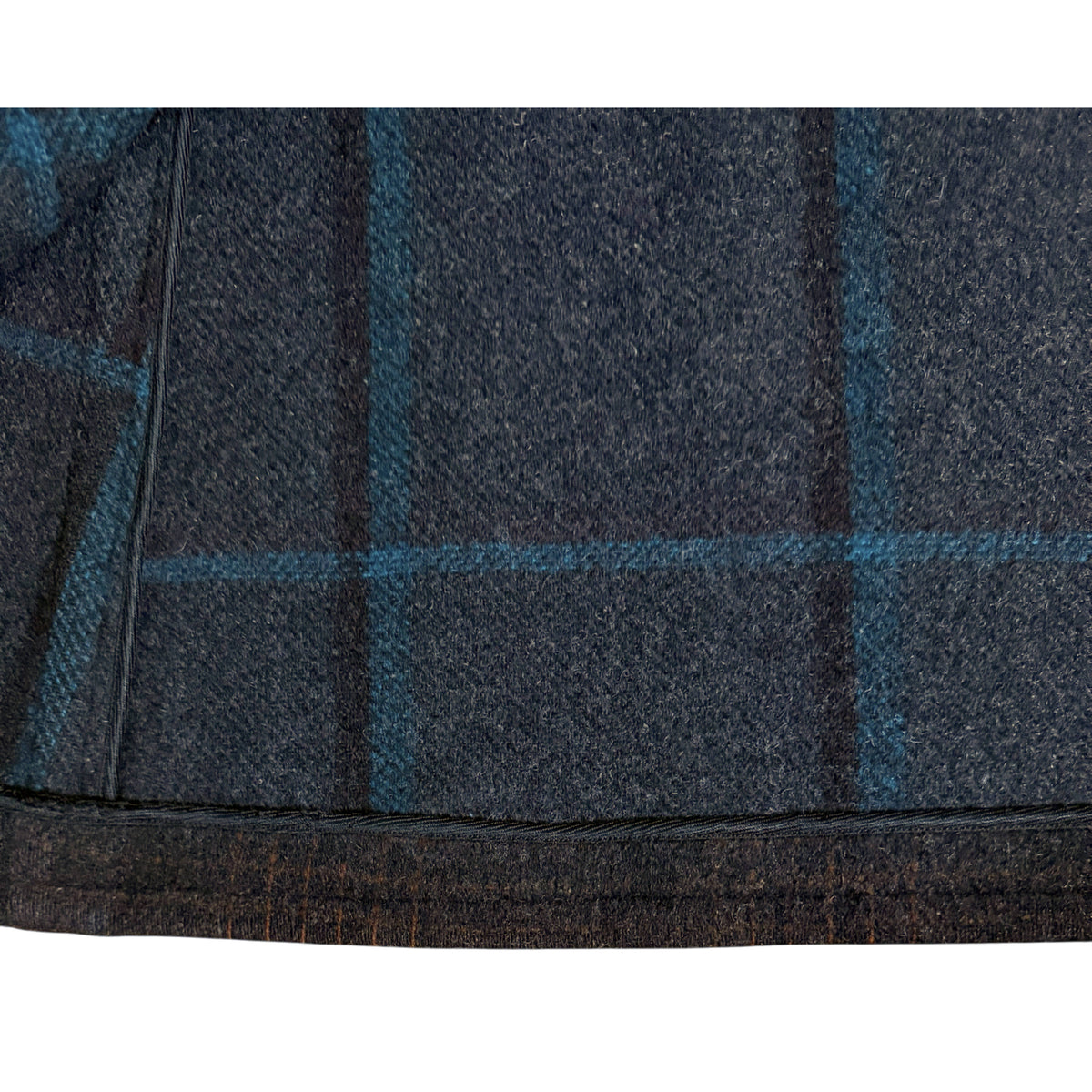 close-up of hem finishing on 30s car coat