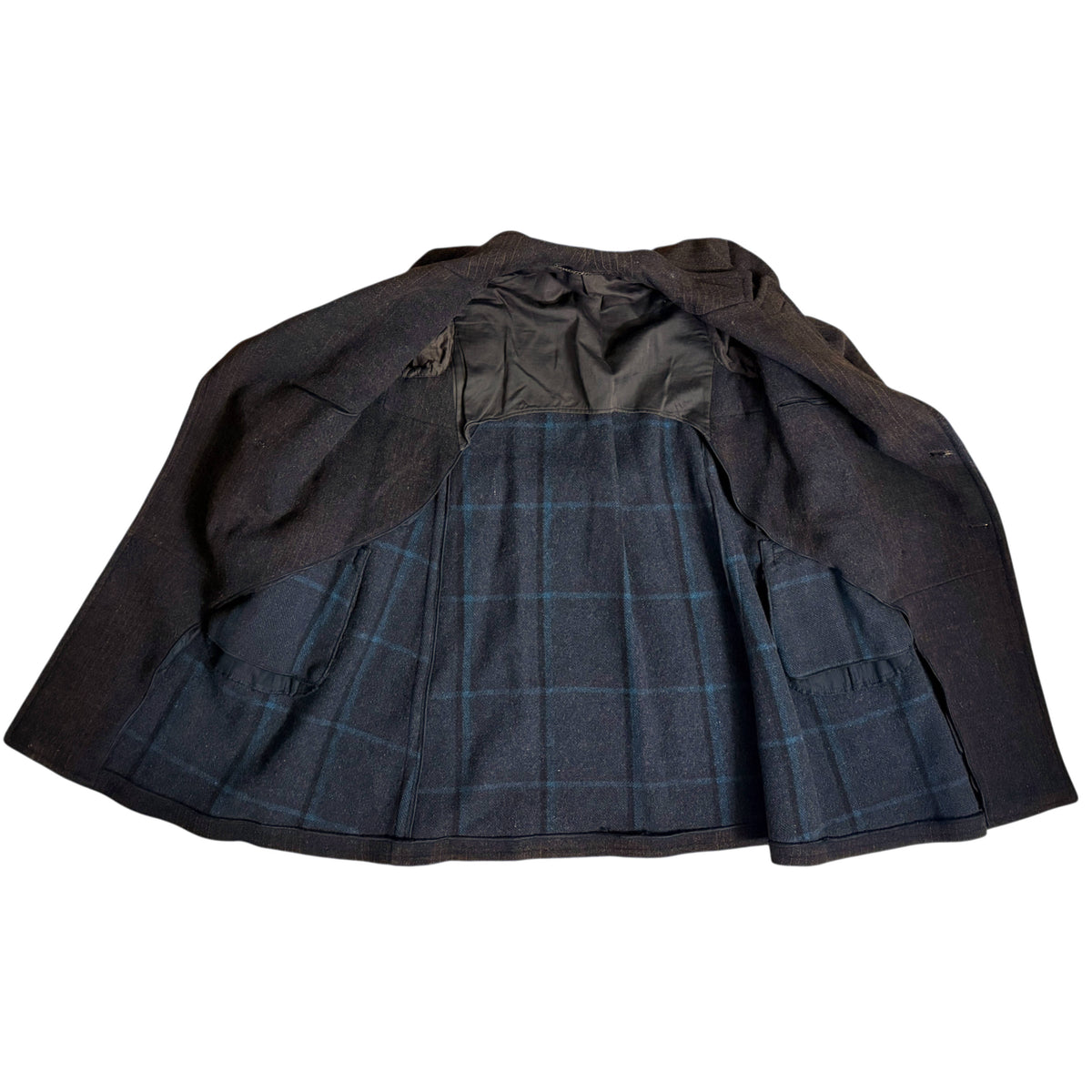 full view of interior of 1930s men's overcoat