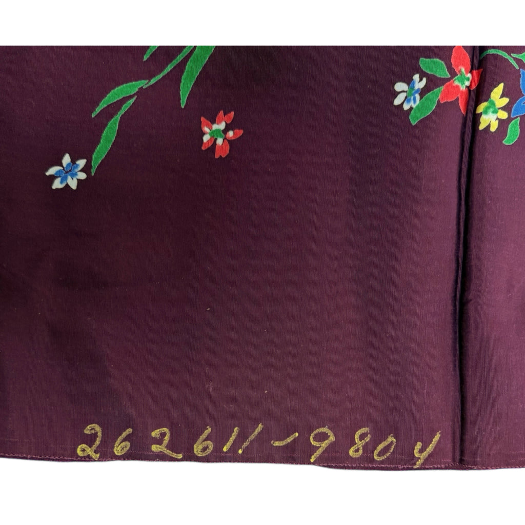 Vintage 1940s Rayon Fabric Silkscreened Floral Chintz 5 yds+