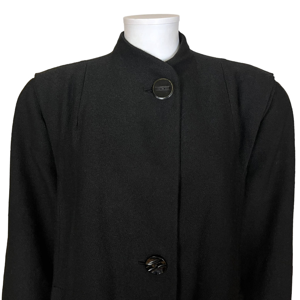 Vintage 1940s Ladies Coat Black Wool Size XL