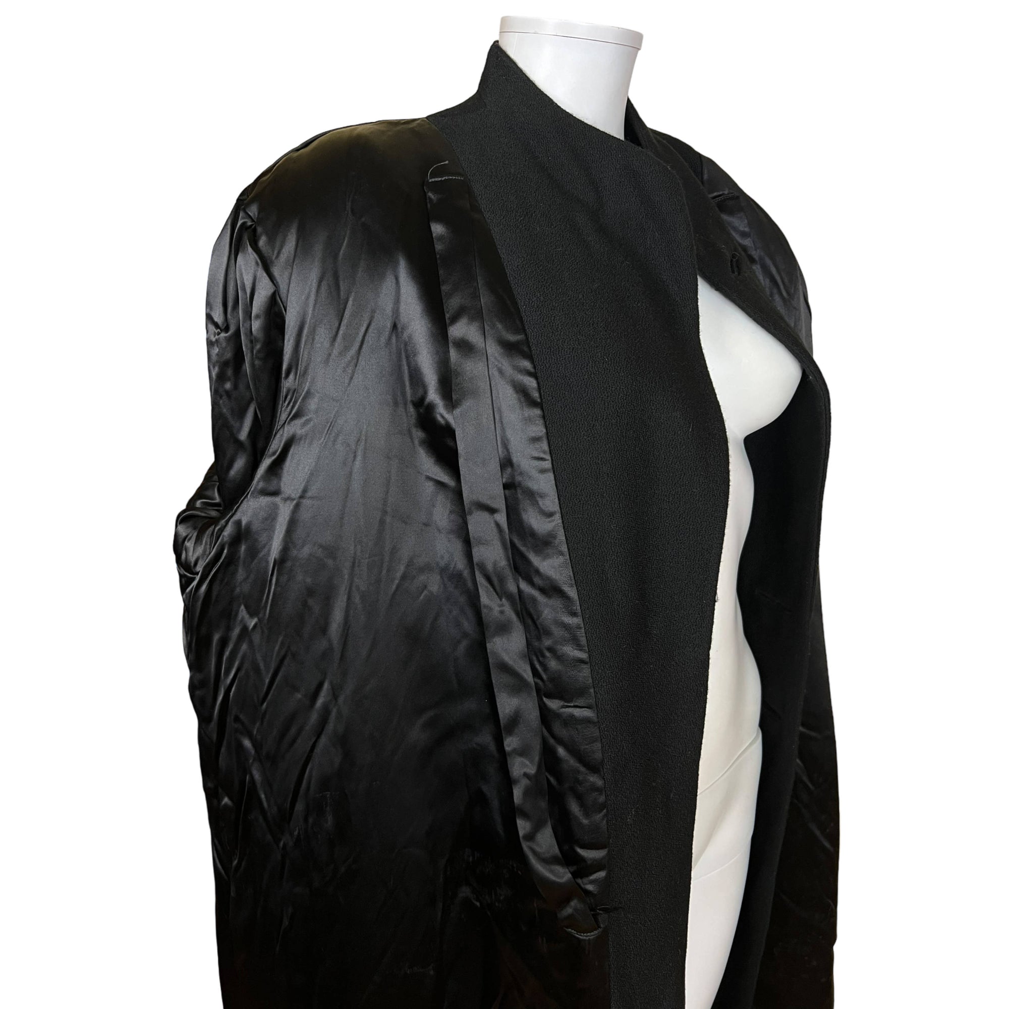 Vintage 1940s Ladies Coat Black Wool Size XL