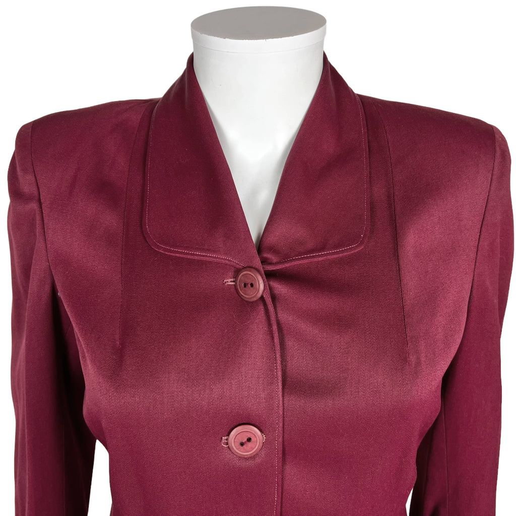 Vintage 1940s Skirt Suit Wool Gabardine Dark Raspberry Sz M