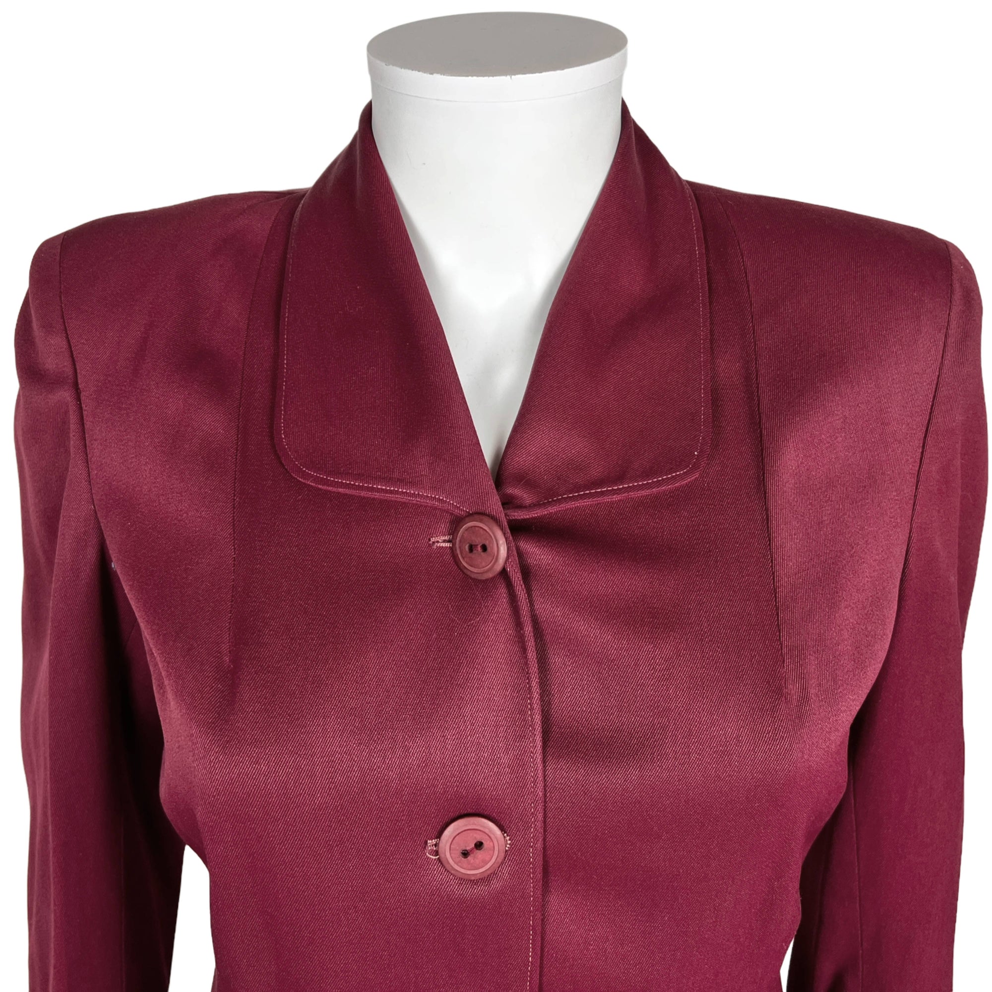 Vintage 1940s Skirt Suit Wool Gabardine Dark Raspberry Sz M