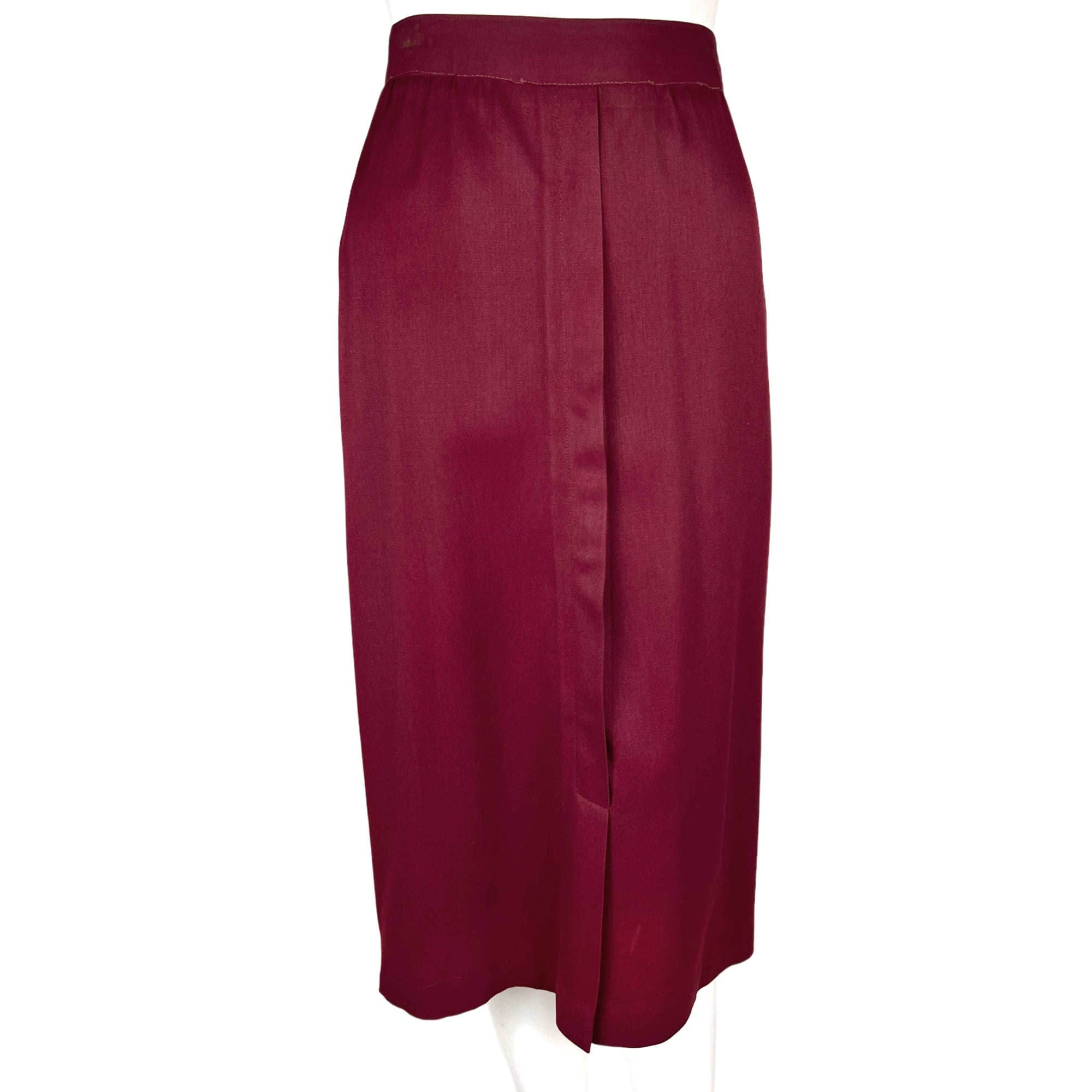 Vintage 1940s Skirt Suit Wool Gabardine Dark Raspberry Sz M