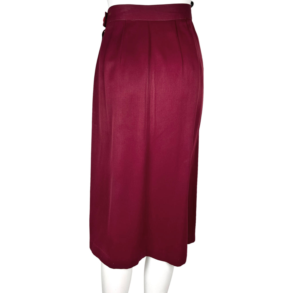 Vintage 1940s Skirt Suit Wool Gabardine Dark Raspberry Sz M