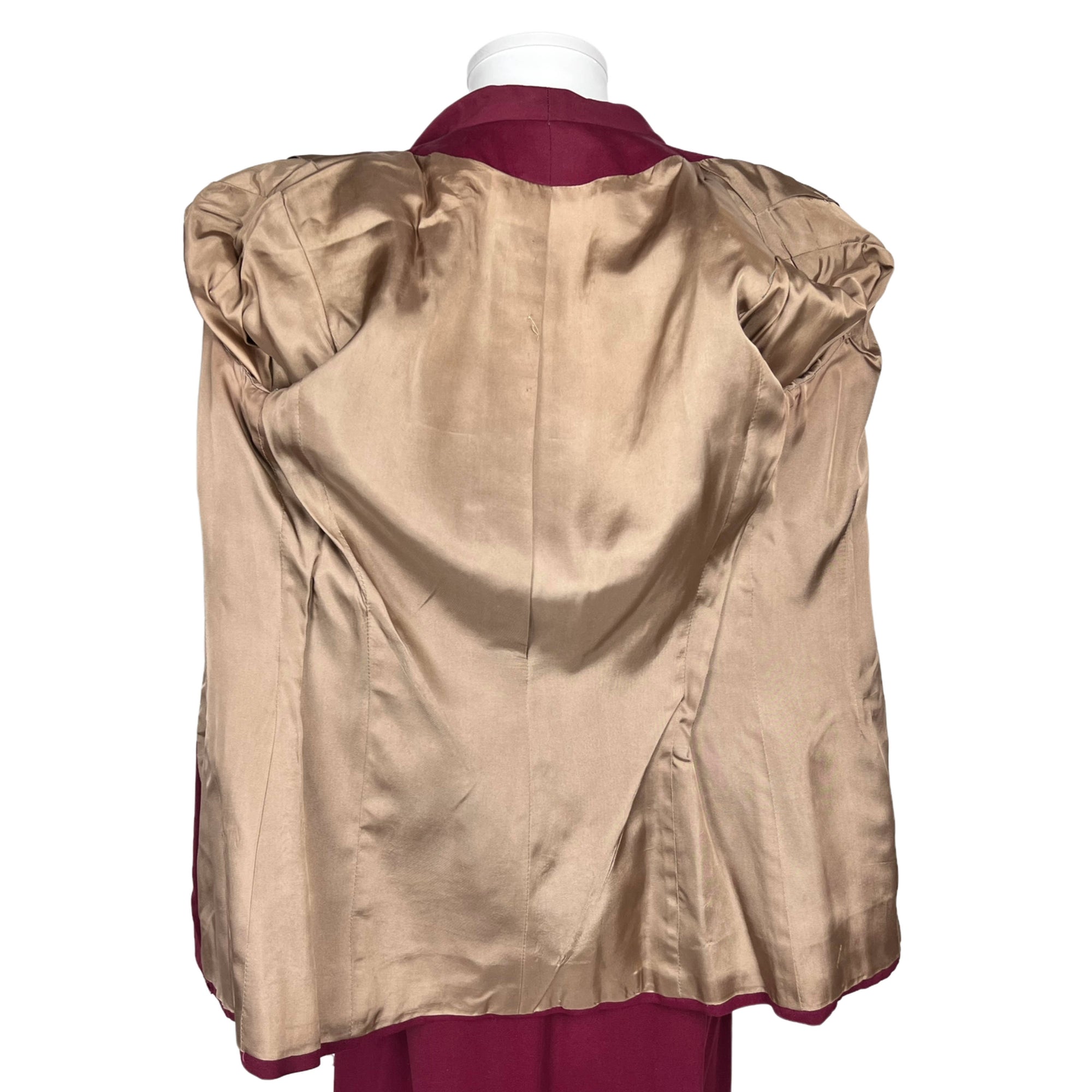 Vintage 1940s Skirt Suit Wool Gabardine Dark Raspberry Sz M'