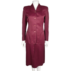Vintage 1940s Skirt Suit Wool Gabardine Dark Raspberry Sz M