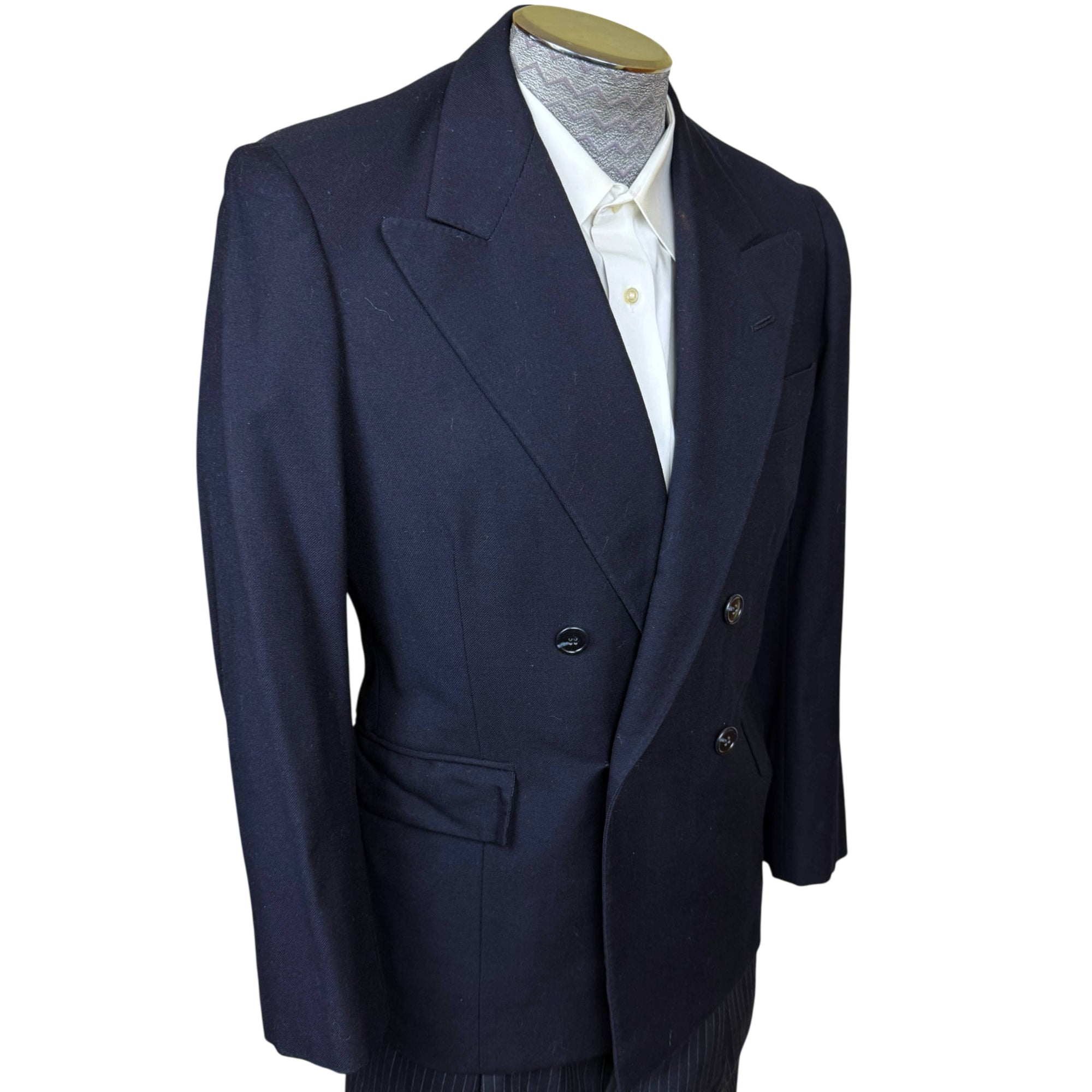 side view of vintage 1940s double breasted suit jacket