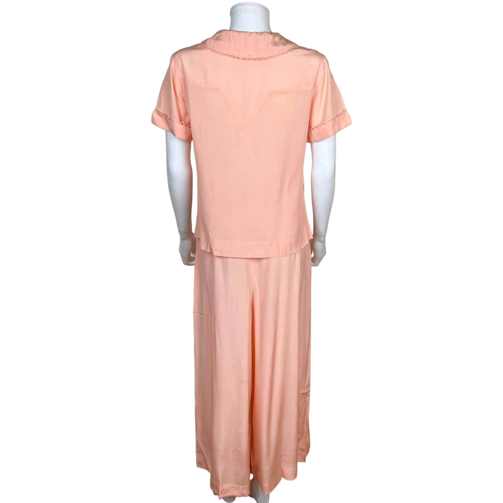 1940s Vintage Silk Pyjamas Peachy Pink Ladies Size M