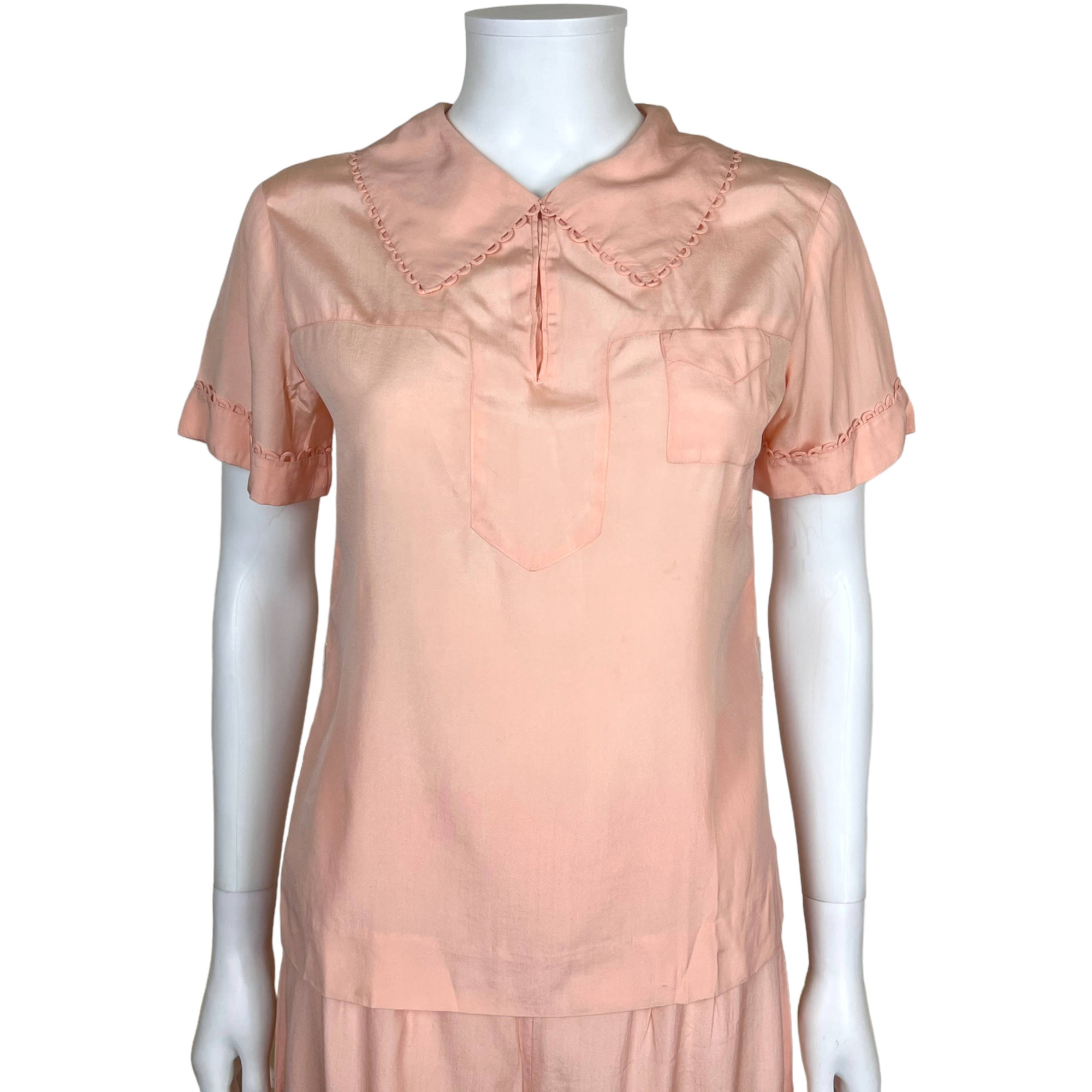 1940s Vintage Silk Pyjamas Peachy Pink Ladies Size M