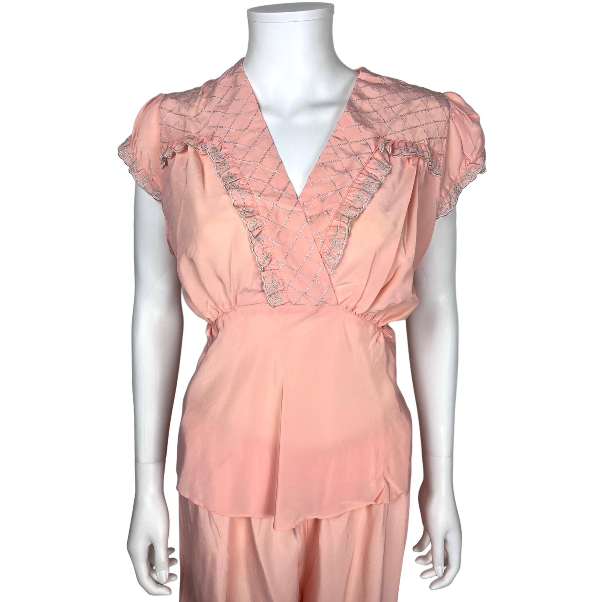 Vintage 1940s Ladies Pyjamas Rayon Lounging Pajamas Size L