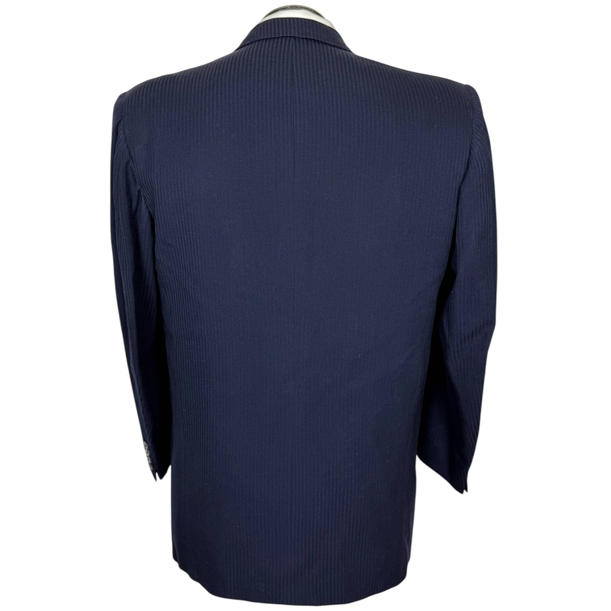 Vintage 1940s Mens Suit Jacket Blue Wool Worsted Size L