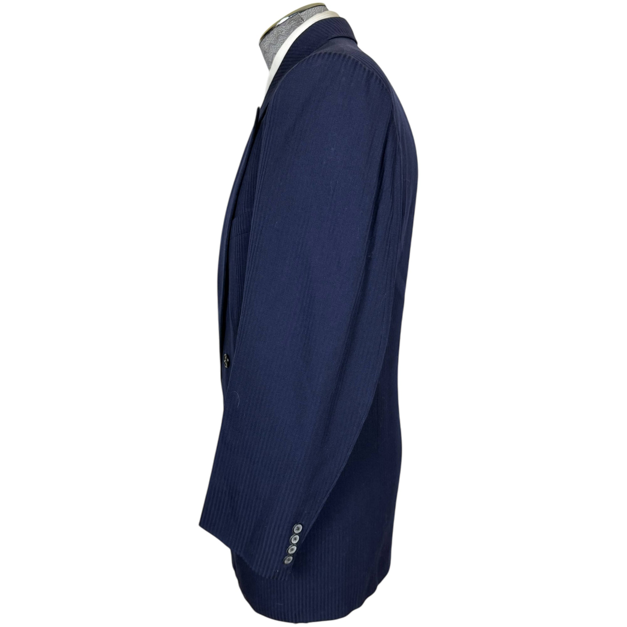 Vintage 1940s Mens Suit Jacket Blue Wool Worsted Size L